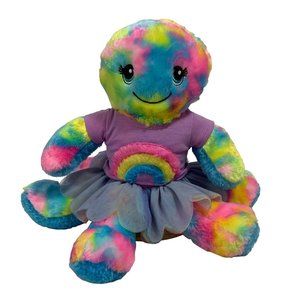 Build A Bear Tye Dye Octopus With Tutu Skirt Rainbow Shirt Plush Stuffed Animal